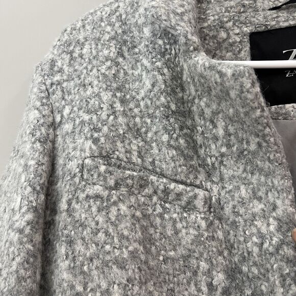 ZAC Posen Bouclé Wool Blend Coat Women Gray Size 10 Longline Textured Jacket - Picture 10 of 16